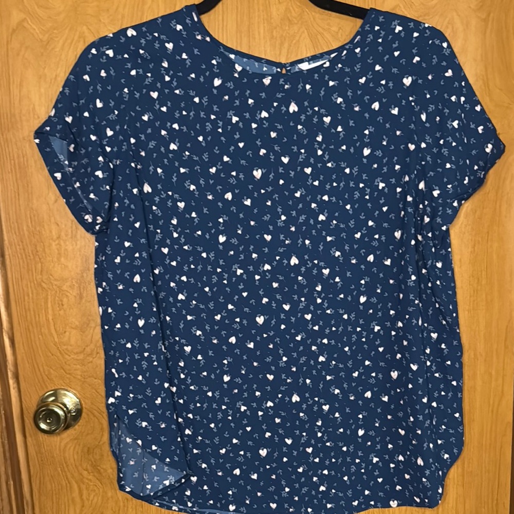 Lauren Conrad Heart & Leaf Patterned Blouse size XXL